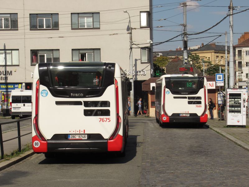 Dva nové standardní Urbanwaye na Mendlovì námìstí. V roce 2019 jich bylo dodáno 15. Pøipoèítáme-li pøedchozí dodávku 56 plynových vozù stejného typu, dostaneme èíslo 71.