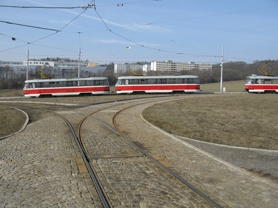 Nová tramvajová smyèka Technologický park byla otevøena v roce 2008. Nechybí ani druhé propojení s vozovnou Medlánky.
