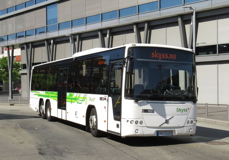 Pro regionální autobusy provozované jiným dopravcem než bergenským Tide Buss používá organizátor dopravy v kraji Hordaland (Skyss) toto zelenobílé barevné schéma.