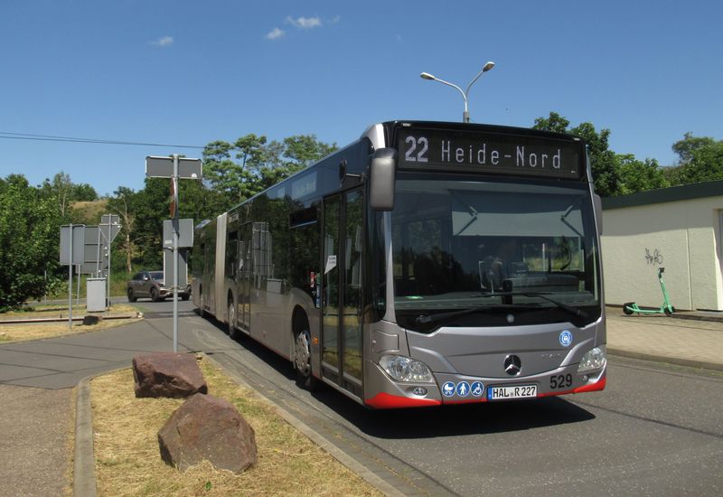 Od koneèné tramvají Kröllwitz smìøuje do nedalekého sídlištì Heide-Nord mìstská  autobusová linka 22. Vìtšinu vozového parku mìstského dopravce HAVAG tvoøí autobusy Mercedes-Benz. Kloubových vozidel je cca tøetina.