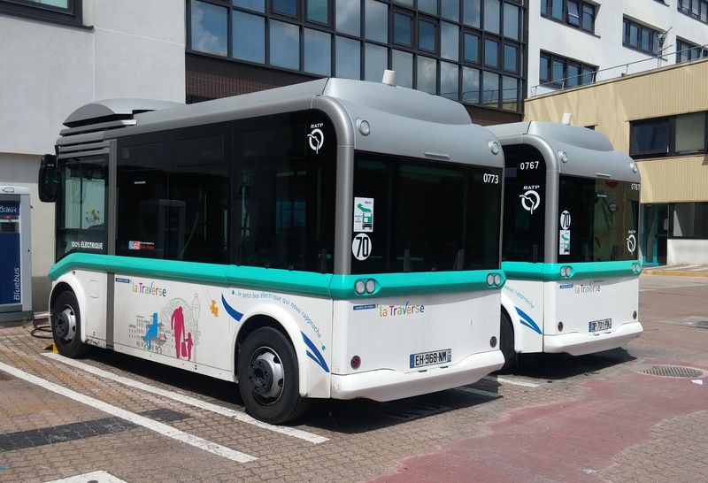 V autobusové garáži Belliard severnì od centra sídlí kromì velkých elektrobusù a støedních vozù pro Montmartrobus také tyto elektrické minibusy pro místnì obslužné lokální linky. A samozøejmì i mnoho klasických naftových autobusù.